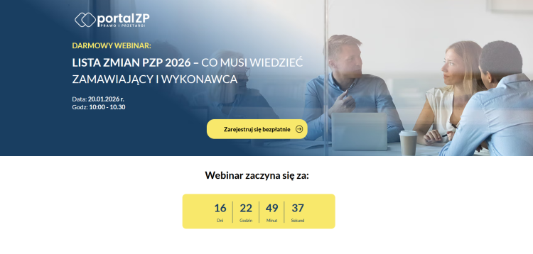   Bezpłatny webinar: lista zmian PZP na 2026 rok – o czym trzeba wiedzieć?