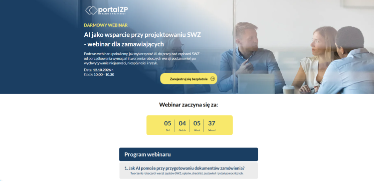 Jak wykorzystać AI przy tworzeniu SWZ? Bezpłatny webinar Portalu ZP 12 października