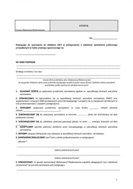 formularz ofertowy - Portal ZP