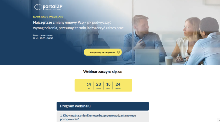 Zapraszamy na webinar Portalu ZP: najczęstsze zmiany umowy Pzp
